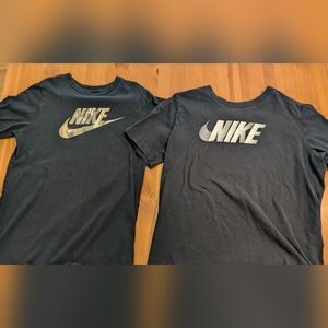 Boys Nike short sleeve t-shirts. Both youth size large. Black, camo, Nike swoosh